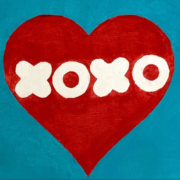 XOXO Red Heart Original Acrylic Painting by Lua - Picture 2 of 5